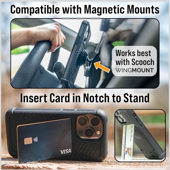 Scooch iPhone 13 Pro Max Case Card Holder Wallet Case credit card Black - Picture 5 of 8